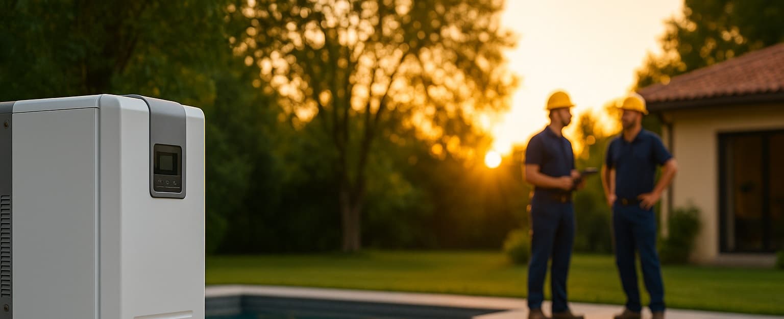 Pileta climatizada al atardecer